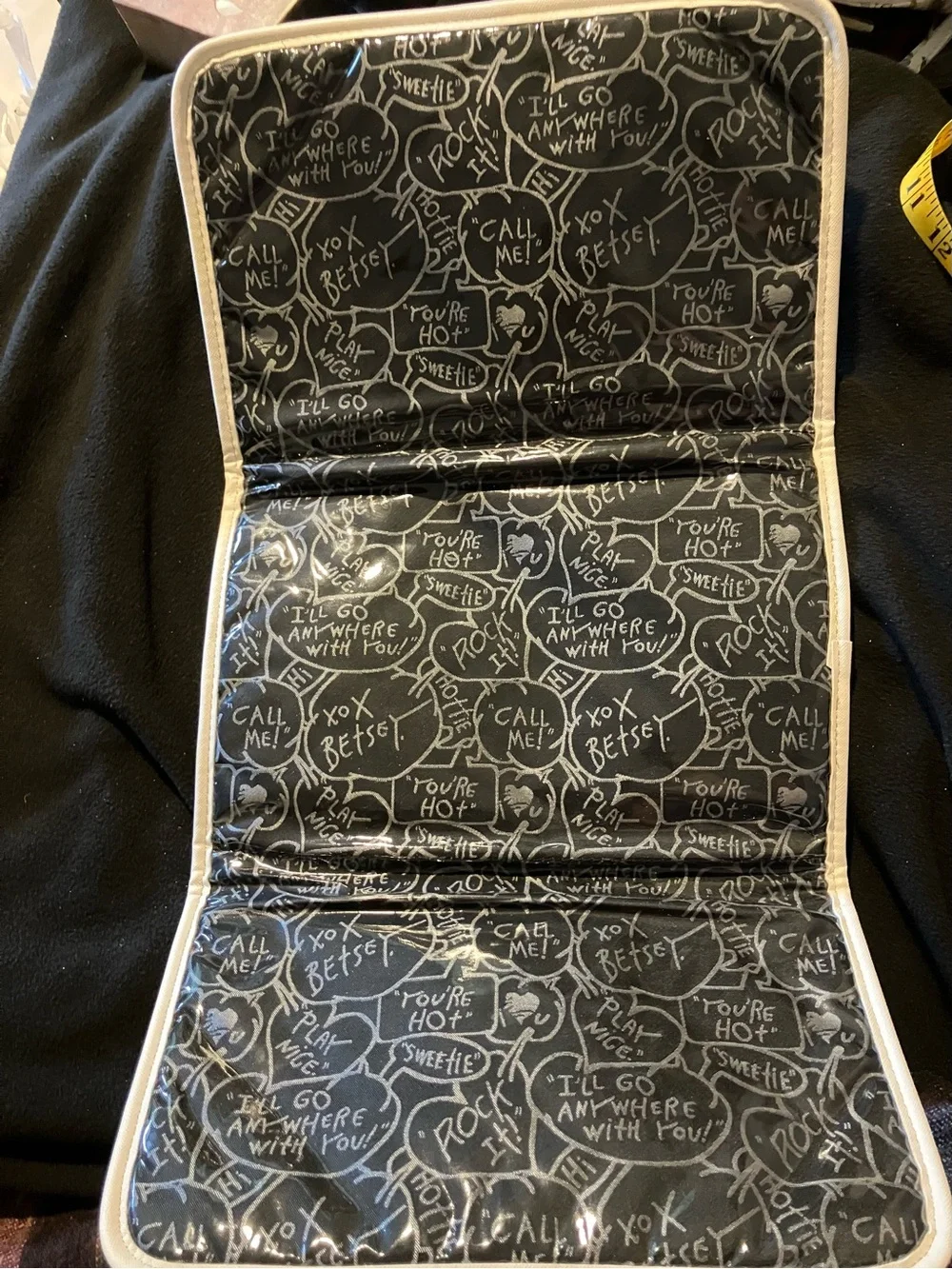 Betsey Johnson Gold Metallic Quilted Diaper Changing Pad Travel Mat Foldable